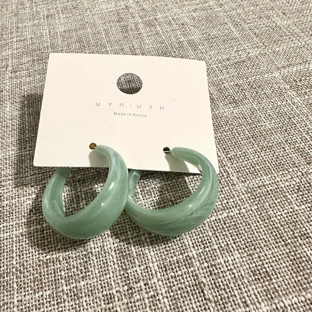 New Jade Green C Hoop Earrings